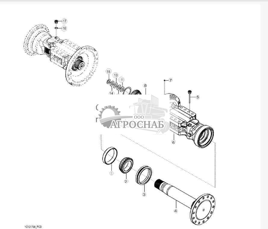 YZ121798 Вал и картер моста 